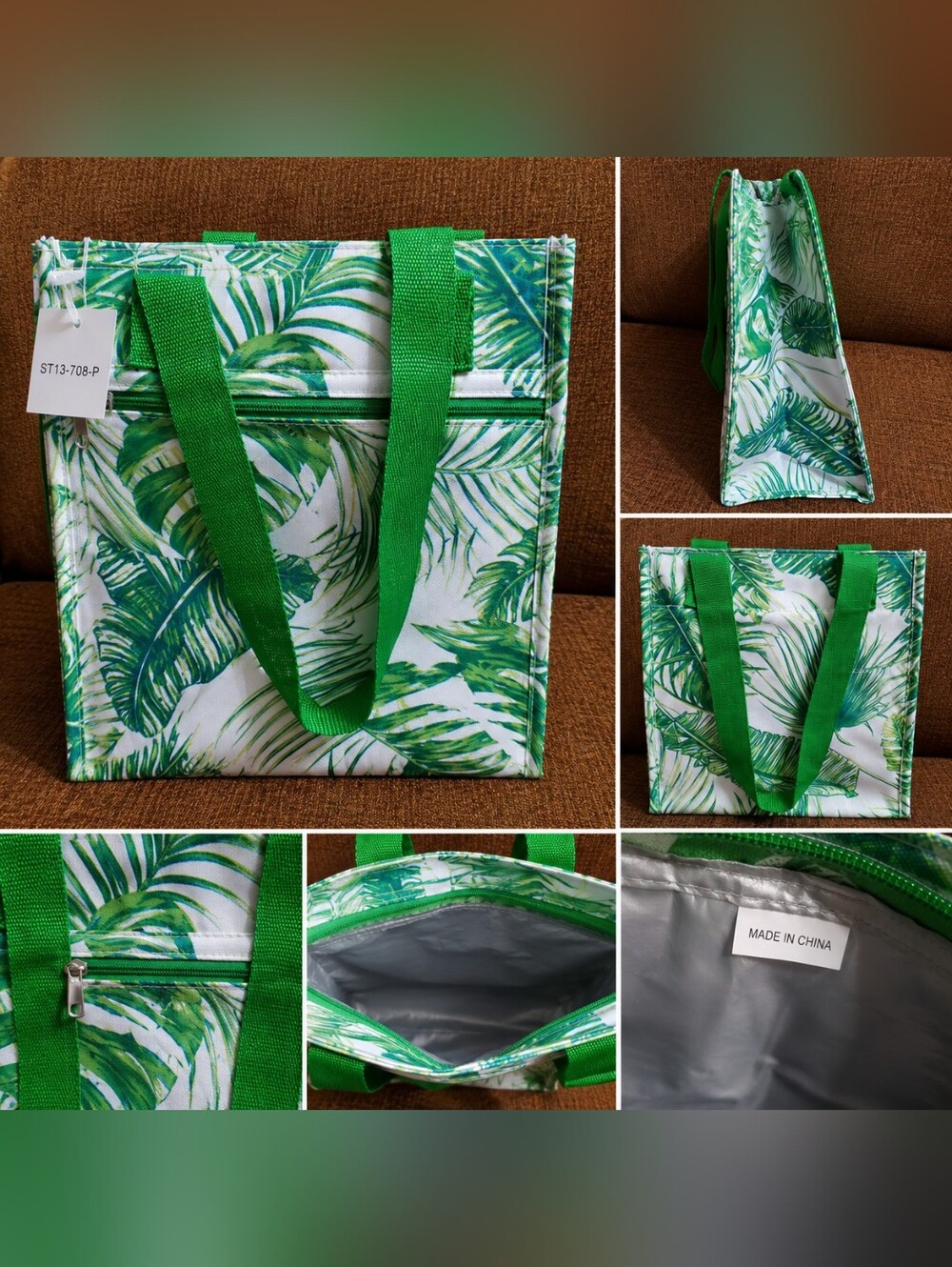 Tropical Palm Print Insulated Lunch Tote Bag With Zip – NWT